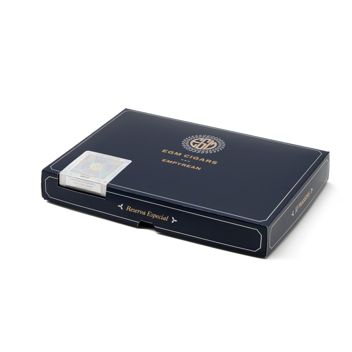 Cigar box with EGM Cigars Empyrean branding on a white background