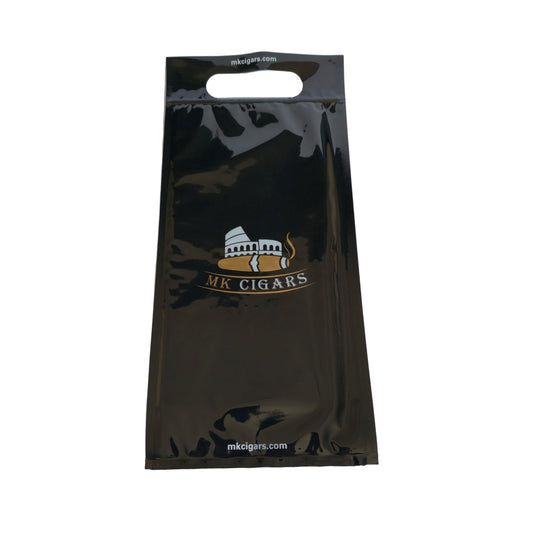 Cigar himudity pouch with MK Cigars logo on a white background