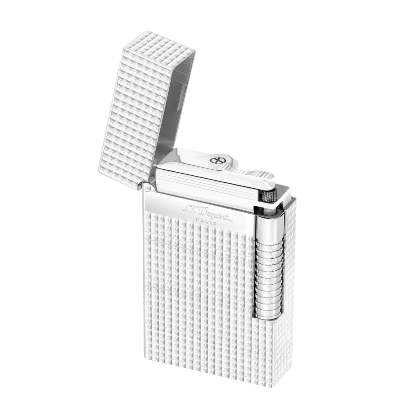 Dupont Le Grande Diamond Head Lighter Silver Open