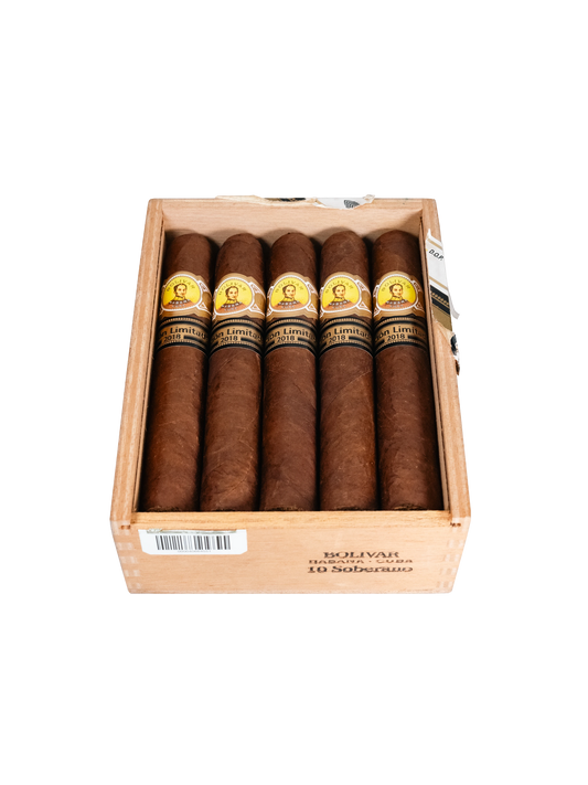 Box of Bolivar cigars with visible branding on a white background