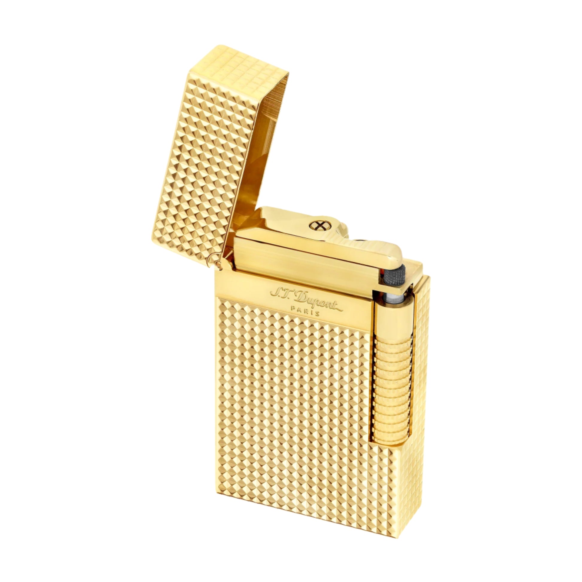 Dupont Le Grande Diamond Head Lighter gold open